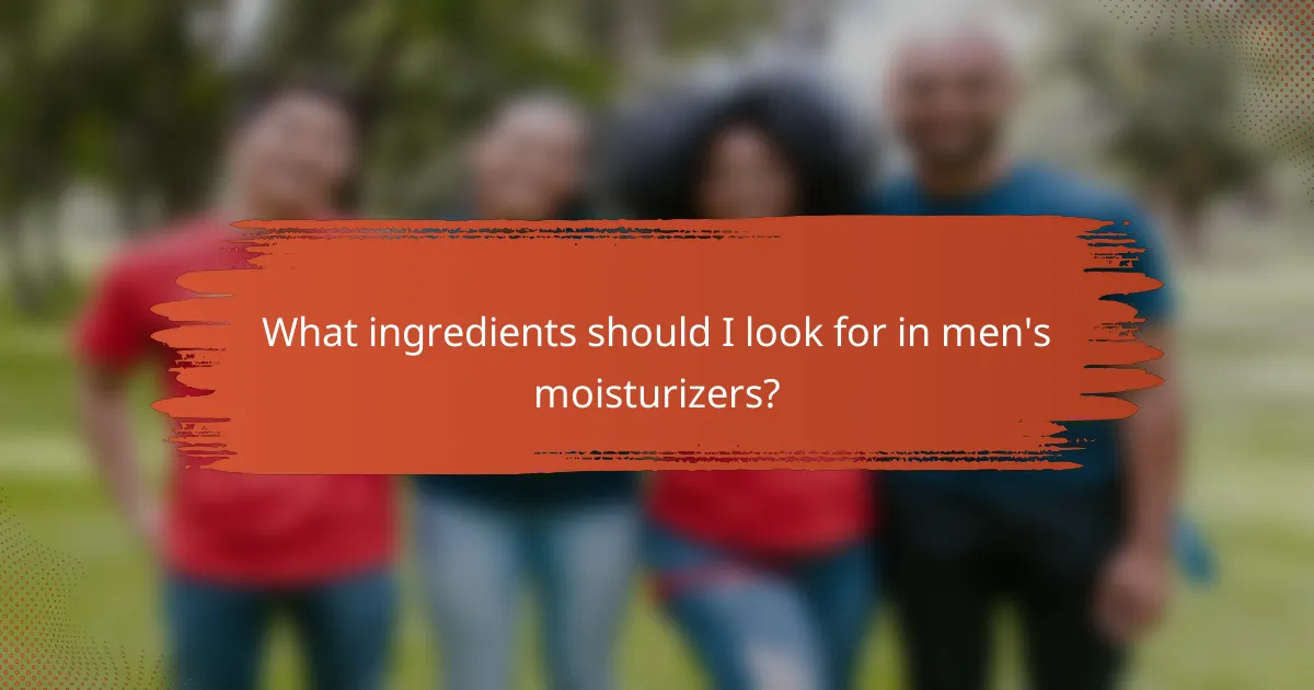What ingredients should I look for in men's moisturizers?